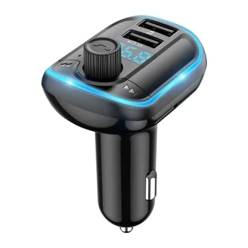Зарядно за кола с FM модулатор, LED дисплей, 2xUSB 3.1A, MicroSD - Yesido (Y44) - черно