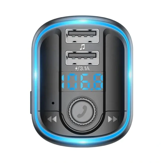 Зарядно за кола с FM модулатор, LED дисплей, 2xUSB 3.1A, MicroSD - Yesido (Y44) - черно