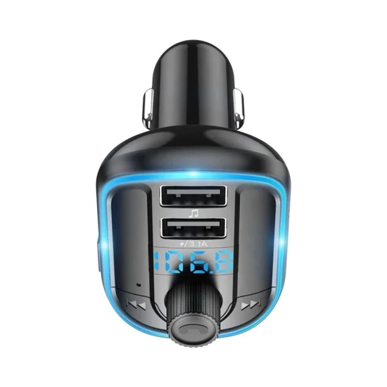 Зарядно за кола с FM модулатор, LED дисплей, 2xUSB 3.1A, MicroSD - Yesido (Y44) - черно