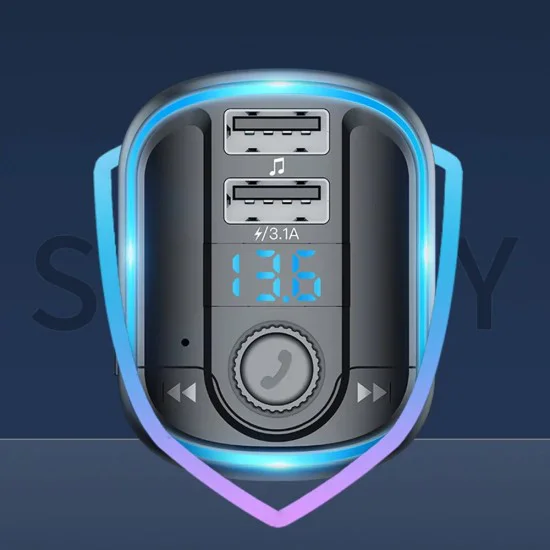 Зарядно за кола с FM модулатор, LED дисплей, 2xUSB 3.1A, MicroSD - Yesido (Y44) - черно