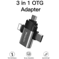 USB към Lightning, Micro-USB, Type-C 480Mbps OTG адаптер - Yesido (GS15) - черен