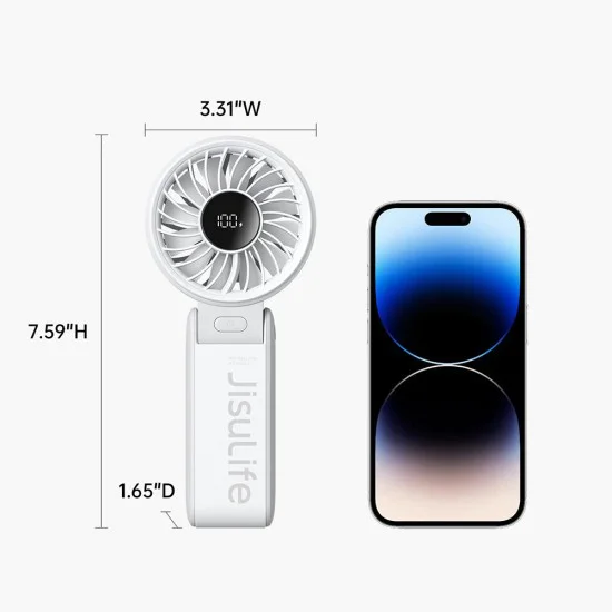 Ръчен вентилатор – JisuLife Life7 – LED дисплей, 3600mAh, 5 скорости – Сив