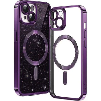 Калъф за iPhone 15 - Luxury Glitter MagSafe - Deep Purple