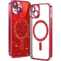 Калъф за iPhone 13 - Luxury Glitter MagSafe - Червен