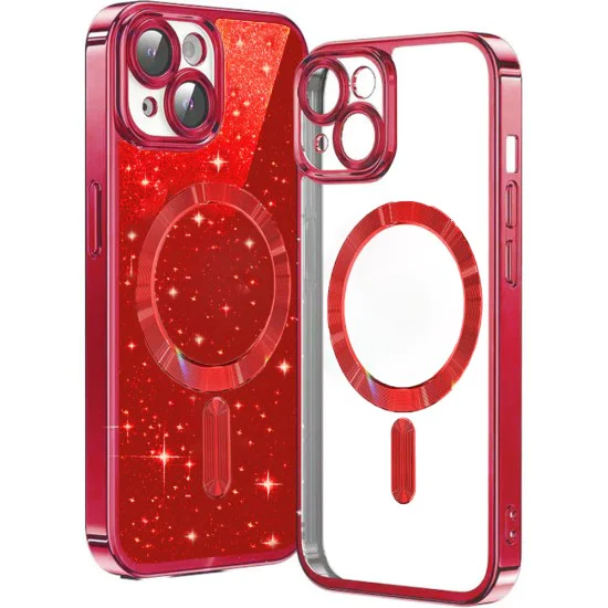 Калъф за iPhone 13 - Luxury Glitter MagSafe - Червен