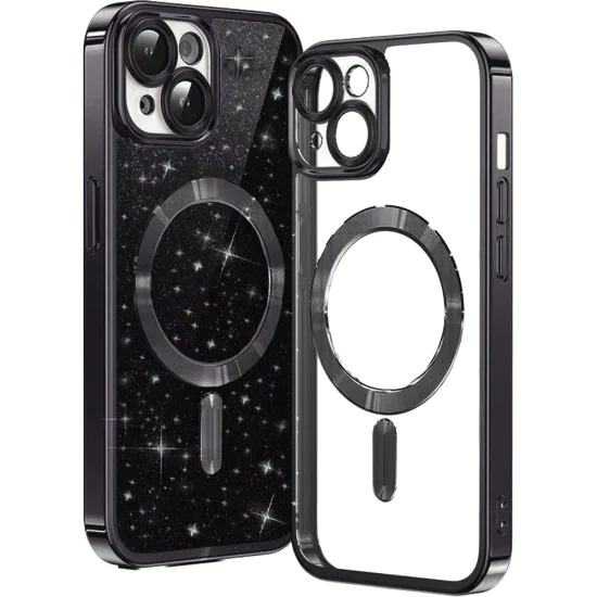 Калъф за iPhone 13 - Luxury Glitter MagSafe - Черен