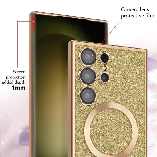 Калъф за iPhone 13 Pro Max - Luxury Glitter MagSafe - Светло лилав