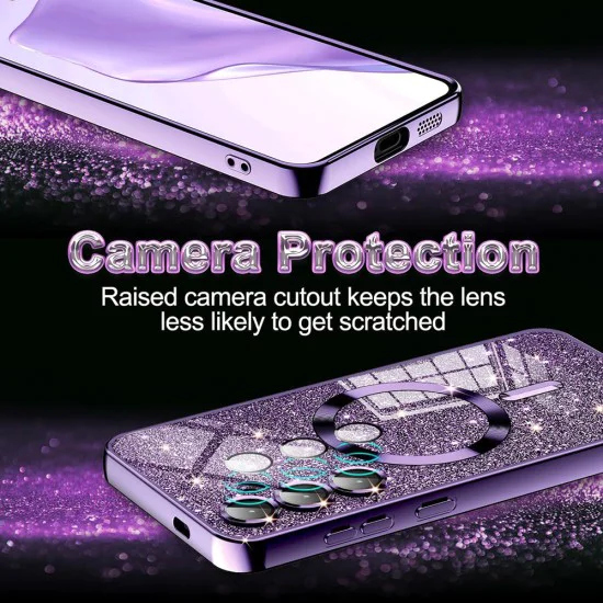 Калъф за iPhone 13 Pro Max - Luxury Glitter MagSafe - Светло лилав