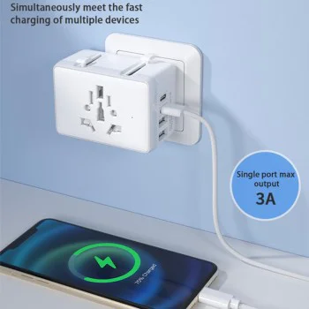 Захранващ адаптер за 15W, 2xUSB-C, 2xUSB, EU, UK, AUS, US - (HHt204A) - Черен