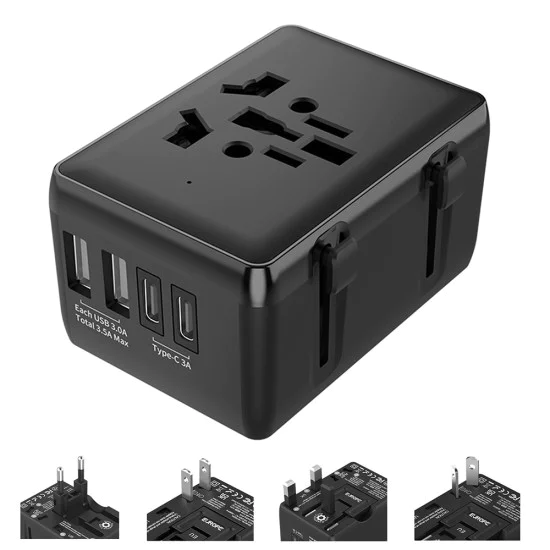 15W захранващ адаптер, 2xUSB-C, 2xUSB, EU, UK, AUS, US - (HHt204A) - Бял
