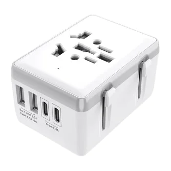 15W захранващ адаптер, 2xUSB-C, 2xUSB, EU, UK, AUS, US - (HHt204A) - Бял