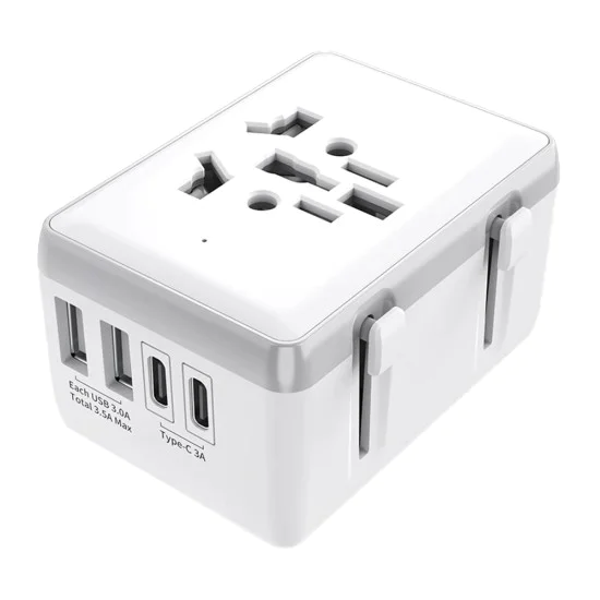 15W захранващ адаптер, 2xUSB-C, 2xUSB, EU, UK, AUS, US - (HHt204A) - Бял