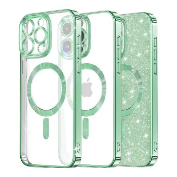 Калъф за iPhone 14 Pro - Luxury Glitter MagSafe - Light Green