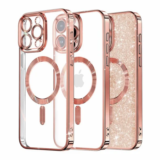 Калъф за iPhone 15 Pro - Luxury Glitter MagSafe - Rose Gold
