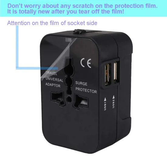 Адаптер за 2 x USB, EU, UK, AUS, US - (HHT202) - Бял
