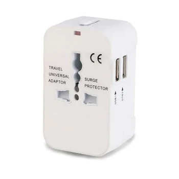 Адаптер за 2 x USB, EU, UK, AUS, US - (HHT202) - Бял
