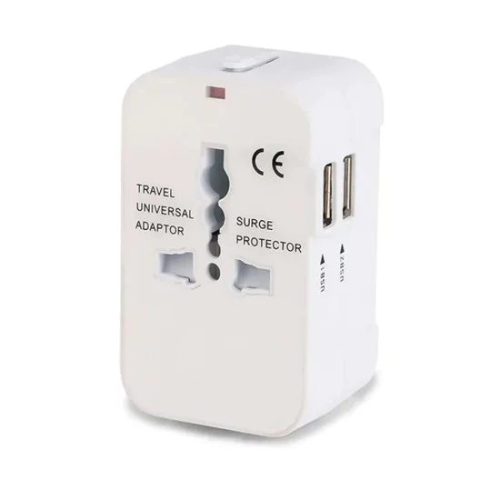 Адаптер за 2 x USB, EU, UK, AUS, US - (HHT202) - Бял