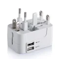 Адаптер за 2 x USB, EU, UK, AUS, US - (HHT202) - Бял
