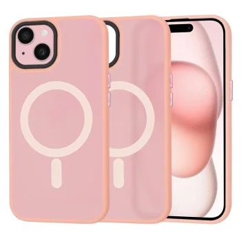Калъф за iPhone 15 - Techsuit - HaloFrost MagSafe Series - Розов