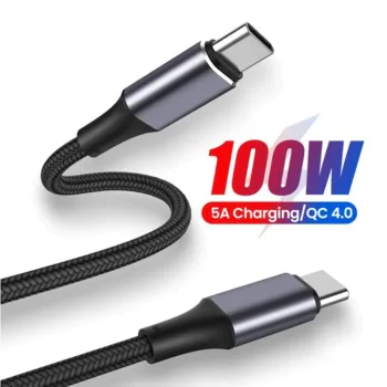 Кабел за данни Type-C към Type-C, супер бързо зареждане, PD100W, 480Mbps - (PCB018) - черен