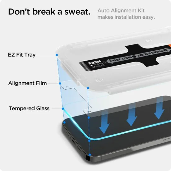 Протектор за iPhone 13 / iPhone 13 Pro / iPhone 14 (комплект 2) - Spigen Glas.tR EZ FIT - Прозрачен
