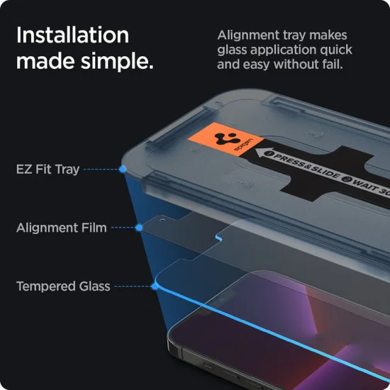Протектор за iPhone 13 / iPhone 13 Pro / iPhone 14 (комплект 2) - Spigen Glas.tR EZ FIT - Прозрачен