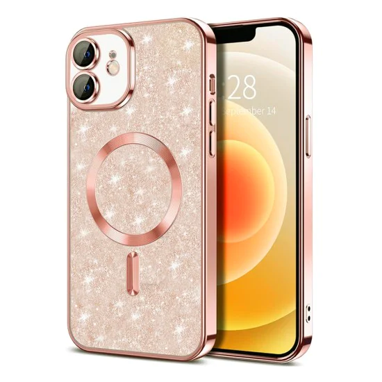 Калъф за iPhone 12 - Luxury Glitter MagSafe - Rose Gold