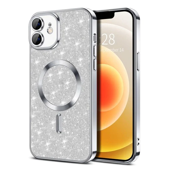 Калъф за iPhone 12 - Luxury Glitter MagSafe - Silver