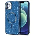 Калъф за IPhone 12 - Луксозен блясък MagSafe - Наситено син