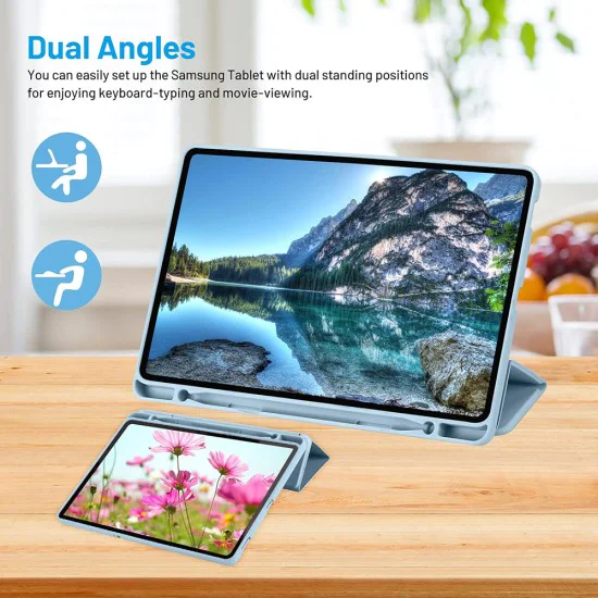 Калъф за Samsung Galaxy Tab S6 Lite (2020/2022/2024) - Flex Trifold - Небесно син