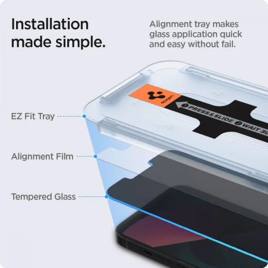 Протектор за iPhone 13 Pro Max / iPhone 14 Plus (комплект 2) - Spigen Glas.tR EZ FIT Privacy - Прозрачен