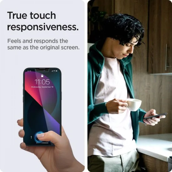 Протектор за iPhone 13 Pro Max / iPhone 14 Plus (комплект 2) - Spigen Glas.tR EZ FIT Privacy - Прозрачен