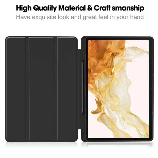 Калъф за Samsung Galaxy Tab S7 Plus / S8 Plus - Flex Trifold - Черен