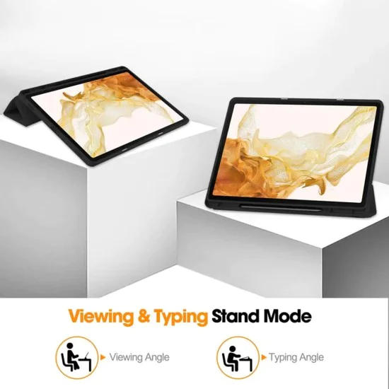 Калъф за Samsung Galaxy Tab S7 Plus / S8 Plus - Flex Trifold - Черен