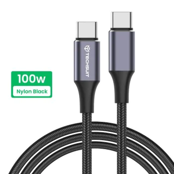 Кабел за данни Type-C към Type-C, супер бързо зареждане, PD100W, 480Mbps - (PCB018) - черен