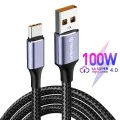 USB към Type-C кабел за данни, супер бързо зареждане, 100 W, 480 Mbps, 6 A - (PCB018) - черен