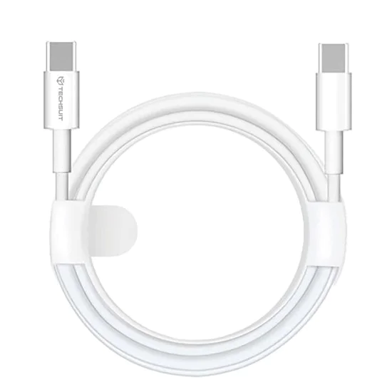 Кабел за данни Type-C към Type-C, бързо зареждане, 60W, 480Mbps, 1m - (PCB130) - бял