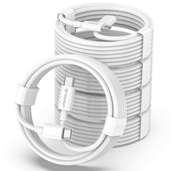 Кабел за данни Type-C към Type-C, бързо зареждане, 60W, 480Mbps, 1m - (PCB130) - бял