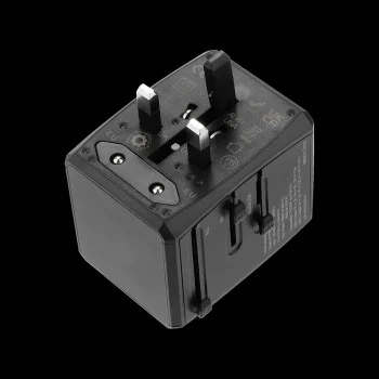 Захранващ адаптер PD20W, 2 x USB, 2 x Type-C, EU, UK, AUS, US - (HHT904) - Черен