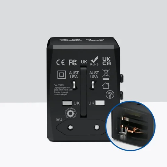 Захранващ адаптер PD20W, 2 x USB, 2 x Type-C, EU, UK, AUS, US - (HHT904) - Бял