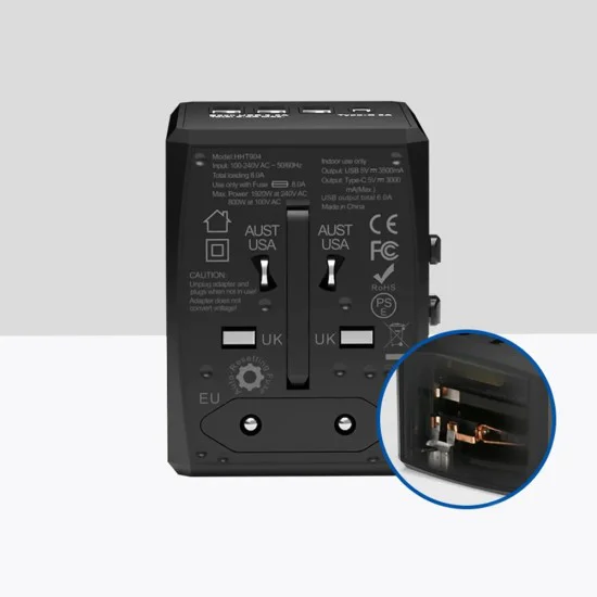 Захранващ адаптер PD30W, 3 x USB, Type-C, EU, UK, AUS, US - (HHT904) - Бял