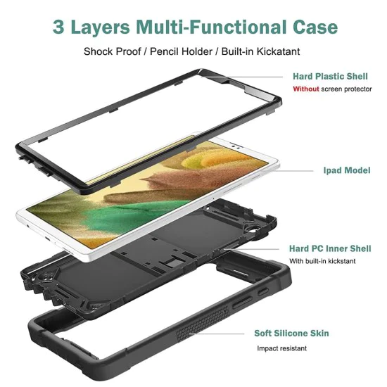 Калъф за Samsung Galaxy Tab A7 10.4 (2020 / 2022) + Протектор - Rugged TabShell - Черен