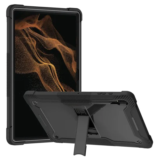 Калъф за Samsung Galaxy Tab S8 Ultra / S9 Ultra / S10 Ultra + Протектор - Rugged TabShell - Черен
