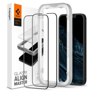 Протектор за iPhone 13 / iPhone 13 Pro / iPhone 14 (комплект 2) - Spigen Glas.tR Align Master - черен