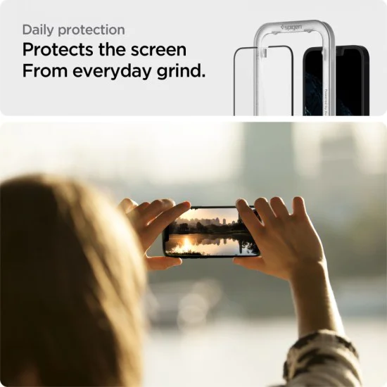 Протектор за iPhone 13 / iPhone 13 Pro / iPhone 14 (комплект 2) - Spigen Glas.tR Align Master - черен