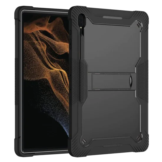 Калъф за Samsung Galaxy Tab S8 Ultra / S9 Ultra / S10 Ultra + Протектор - Rugged TabShell - Черен