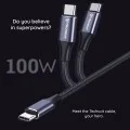 Кабел за данни Type-C към Type-C, супер бързо зареждане, PD100W, 480Mbps - (PCB018) - черен