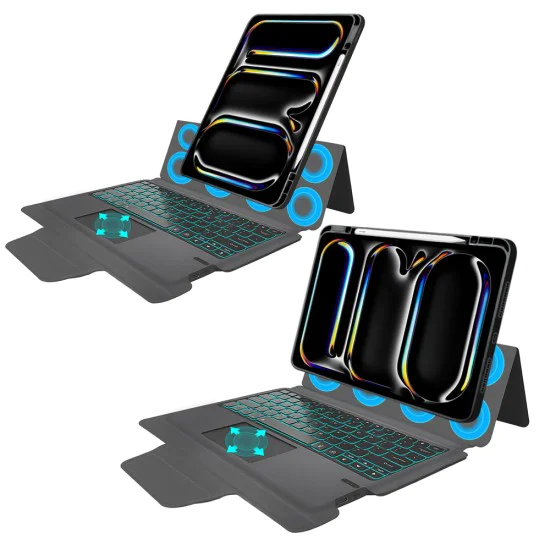 Калъф с клавиатура за iPad Pro 13 (2024) + Протектор - KeyTab Pro - черен