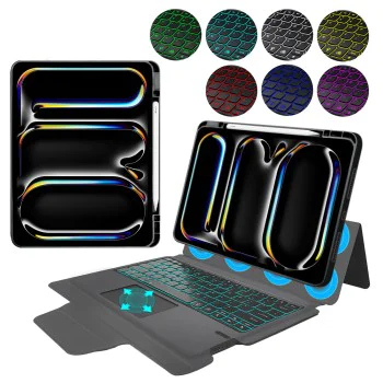Калъф с клавиатура за iPad Pro 13 (2024) + Протектор - KeyTab Pro - черен