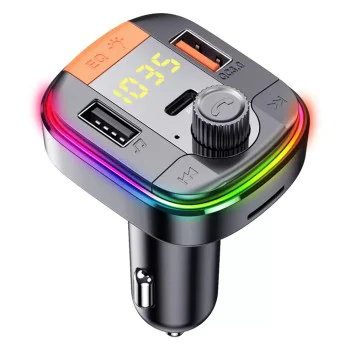 Зарядно за кола с FM модулатор, LED дисплей, 2xUSB, Type-C, 18W - Yesido (Y45) - черно